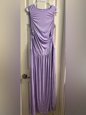 HALARA Lilac Sleeveless Maxi Dress with Draped Bodice